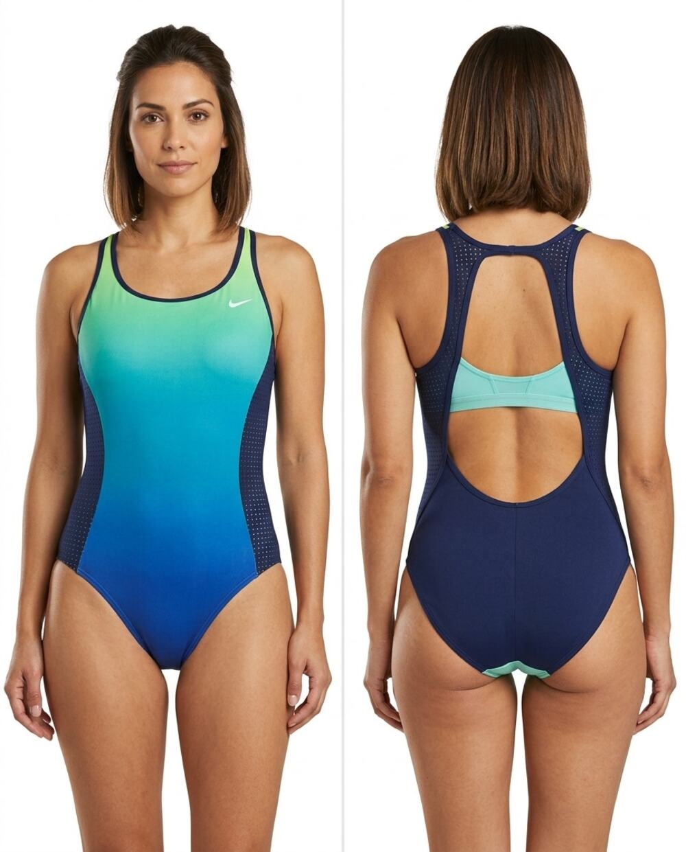 Nike NESSA244 Blue Knit Lined Swimwear Women Size L